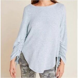 Saturday Sunday Anthropologie tenley tunic  knit ruched sleeve cozy sweater XS